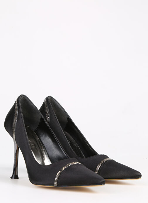 F By Fabrika Siyah Kadın Saten Topuklu Ayakkabı PIETRA - Görsel 6