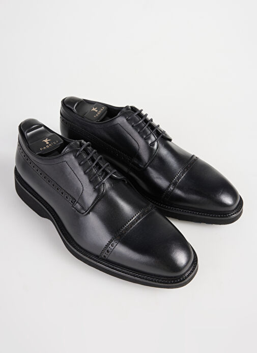 Fabrika Siyah Erkek Deri Klasik Ayakkabı SEGAMA-ETHAN VİBRAM - Görsel 5