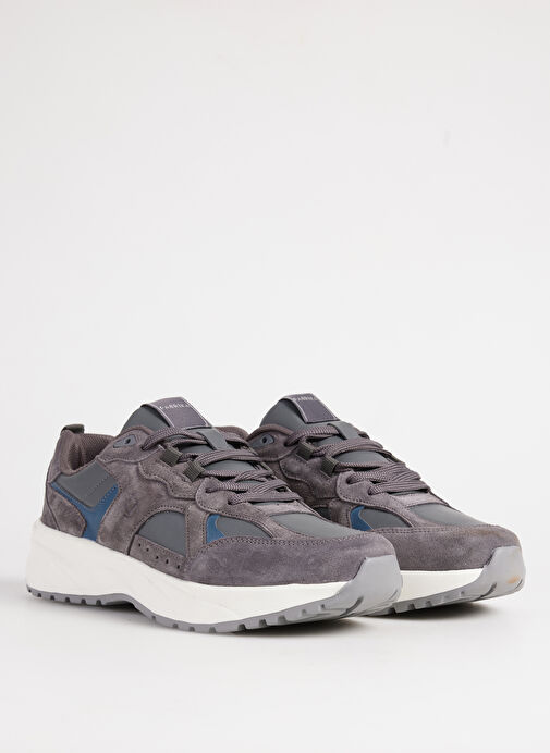 Fabrika Gri Erkek süet Sneaker PINOS-BEVAN - Görsel 3