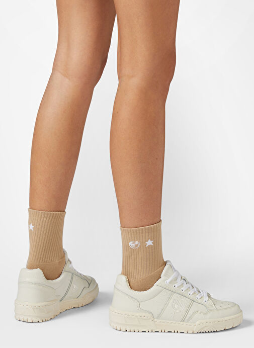 Chiara Ferragni Krem Kadın Deri Sneaker CF3301_333 - Görsel 6