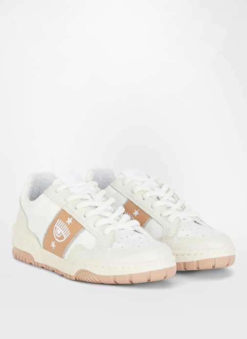 Chiara Ferragni Beyaz-Bej Kadın Deri Sneaker CF3300_326 - Görsel 3