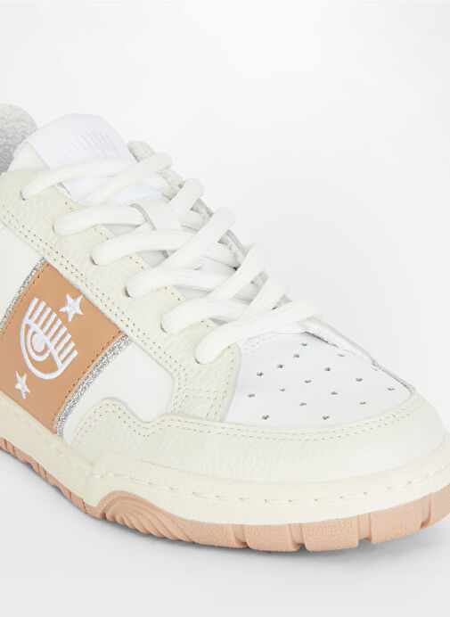 Chiara Ferragni Beyaz-Bej Kadın Deri Sneaker CF3300_326 - Görsel 4