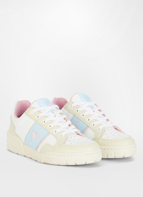 Chiara Ferragni Beyaz-Mavi Kadın Deri Sneaker CF3300_325 - Görsel 3