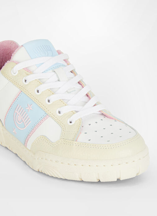 Chiara Ferragni Beyaz-Mavi Kadın Deri Sneaker CF3300_325 - Görsel 4