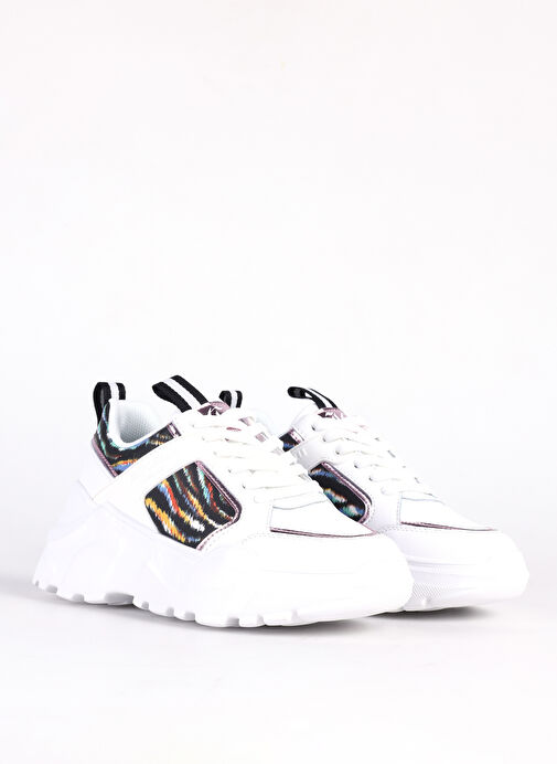 Just Cavalli Beyaz-Çok Renkli Kadın deri Sneaker FONDO CASPER DIS. 1 SHOES - Görsel 3