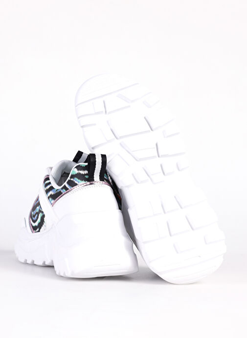 Just Cavalli Beyaz-Çok Renkli Kadın deri Sneaker FONDO CASPER DIS. 1 SHOES - Görsel 5