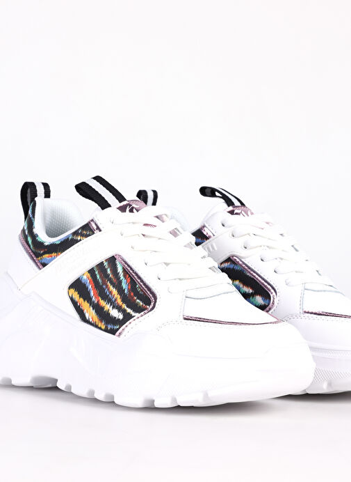Just Cavalli Beyaz-Çok Renkli Kadın deri Sneaker FONDO CASPER DIS. 1 SHOES - Görsel 6