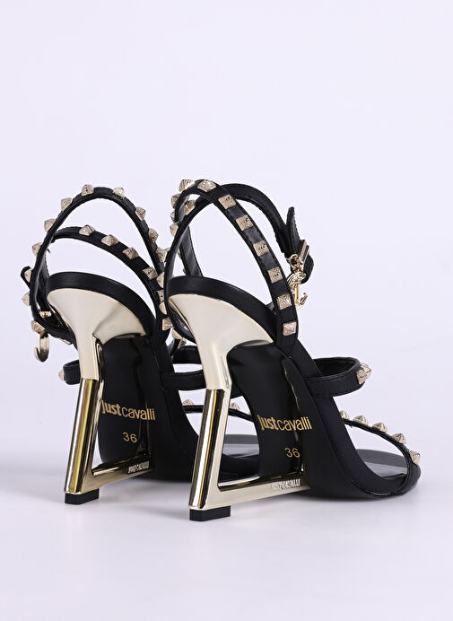 Just Cavalli Siyah-Altın Kadın deri Topuklu Ayakkabı FONDO LADYJ W5B SHOES - Görsel 4