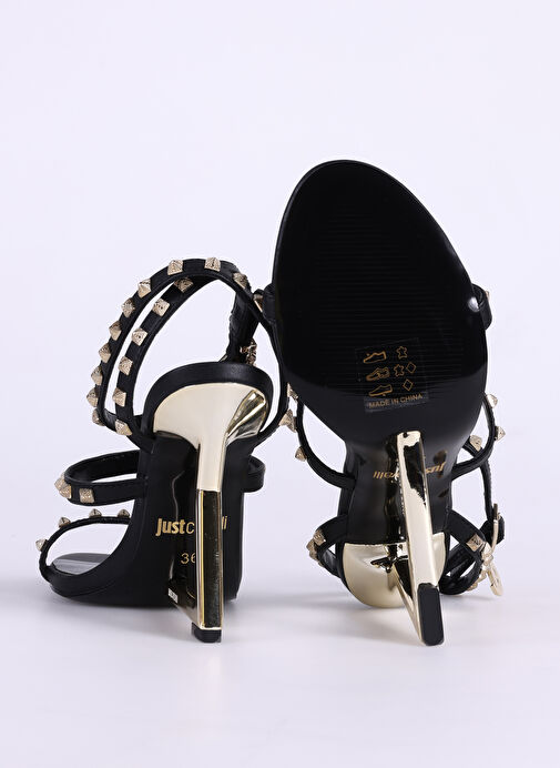 Just Cavalli Siyah-Altın Kadın deri Topuklu Ayakkabı FONDO LADYJ W5B SHOES - Görsel 5