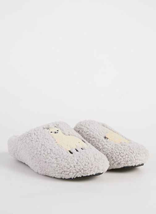 Fabrika Comfort Gri Kadın Ev Terliği ALDINA - Görsel 3