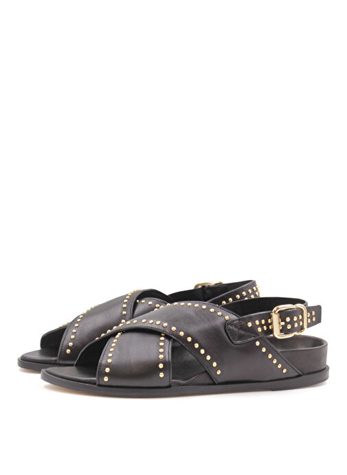 Laura Bellariva Siyah Kadın Deri Sandalet 9513A - Görsel 3