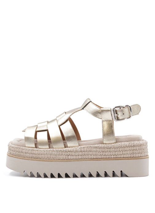 Laura Bellariva Platin Kadın Deri Sandalet 9544B - Görsel 2