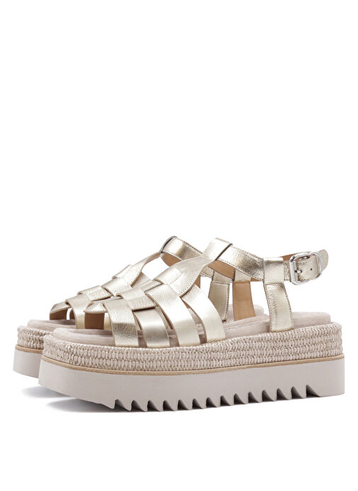 Laura Bellariva Platin Kadın Deri Sandalet 9544B - Görsel 3