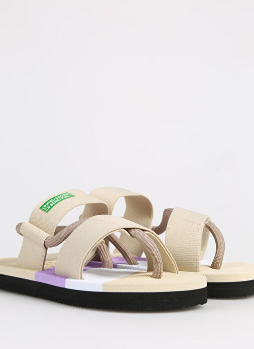 Benetton Bej-Mor Kız Çocuk Plaj Terliği BNI-10214 - Görsel 6