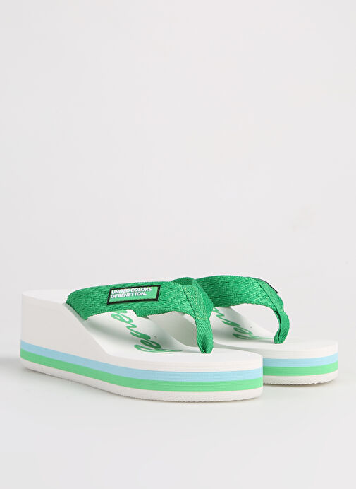 Benetton Yeşil-Beyaz Kadın Plaj Terliği BNI-10218 - Görsel 3