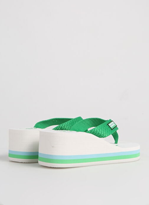 Benetton Yeşil-Beyaz Kadın Plaj Terliği BNI-10218 - Görsel 4