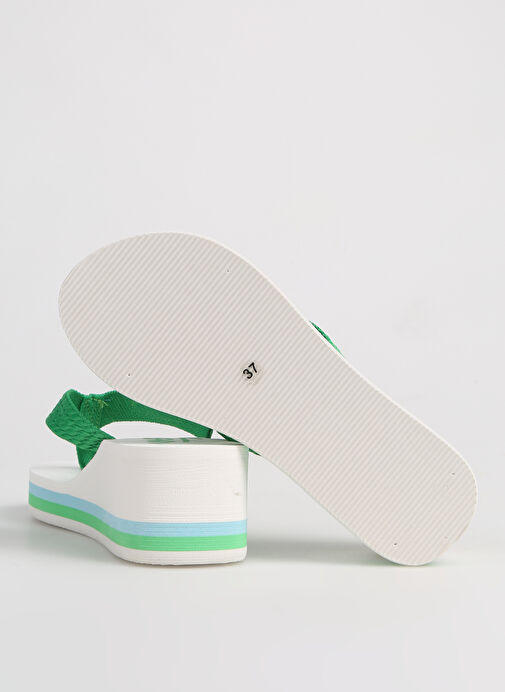 Benetton Yeşil-Beyaz Kadın Plaj Terliği BNI-10218 - Görsel 5