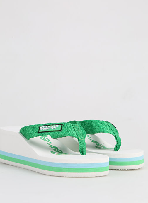 Benetton Yeşil-Beyaz Kadın Plaj Terliği BNI-10218 - Görsel 6