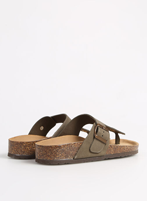 Più Natura Haki Kadın Deri Terlik 11 FINGER - Görsel 4