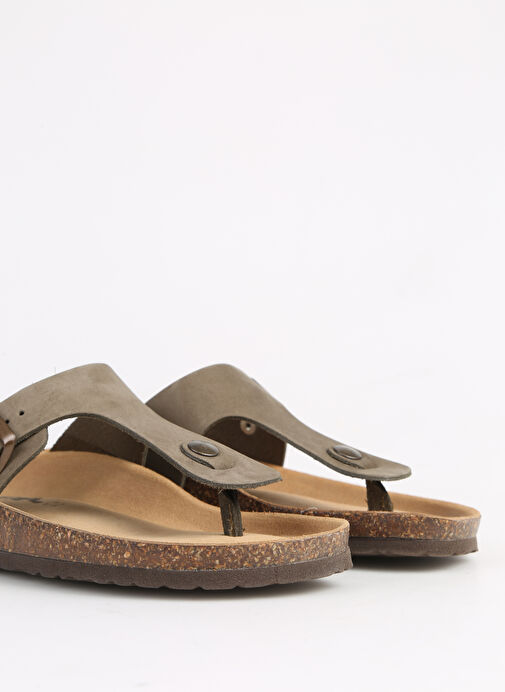 Più Natura Haki Kadın Deri Terlik 11 FINGER - Görsel 6