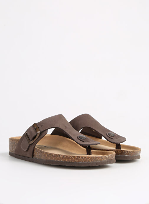 Più Natura Kahverengi Kadın Deri Terlik 11 FINGER - Görsel 3