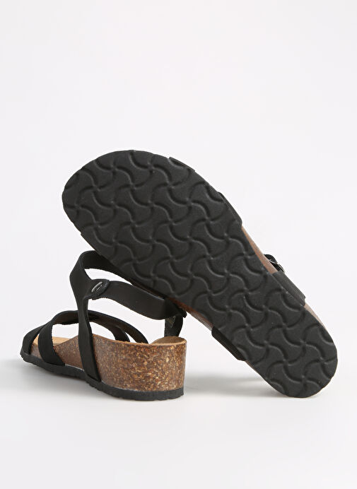 Più Natura Siyah Kadın Deri Sandalet 12 FREGENE - Görsel 5
