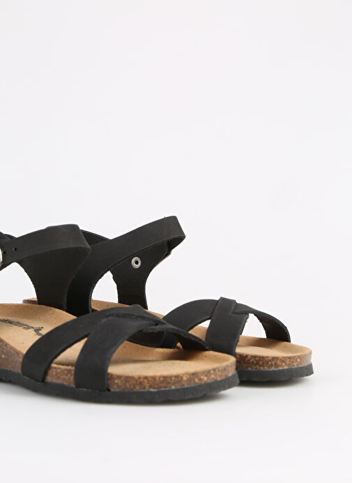 Più Natura Siyah Kadın Deri Sandalet 12 FREGENE - Görsel 6