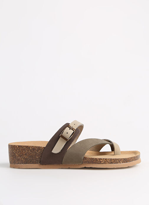 Più Natura Kahverengi-Gri Kadın Deri Terlik 12 A 456 - Görsel 2