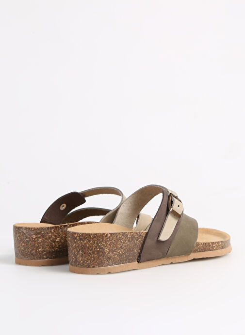 Più Natura Kahverengi-Gri Kadın Deri Terlik 12 A 456 - Görsel 4