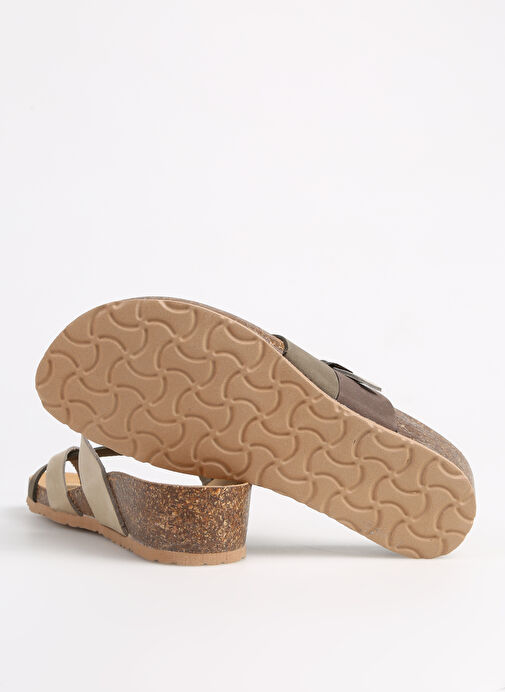 Più Natura Kahverengi-Gri Kadın Deri Terlik 12 A 456 - Görsel 5