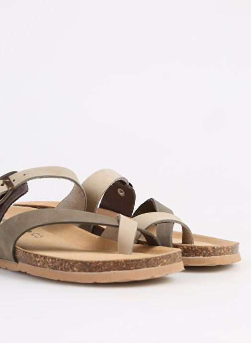 Più Natura Kahverengi-Gri Kadın Deri Terlik 12 A 456 - Görsel 6