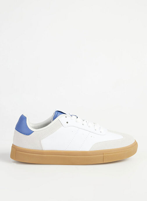 Fabrika Beyaz-Mavi Kadın kumaş Sneaker MARIAN - Görsel 2