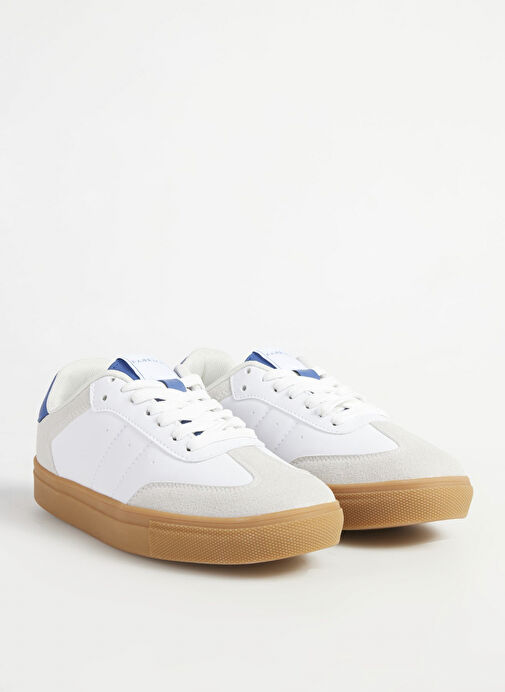 Fabrika Beyaz-Mavi Kadın kumaş Sneaker MARIAN - Görsel 3