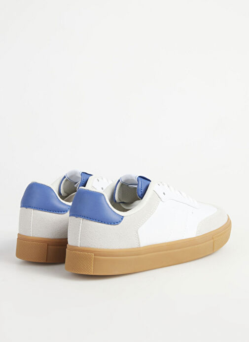 Fabrika Beyaz-Mavi Kadın kumaş Sneaker MARIAN - Görsel 4