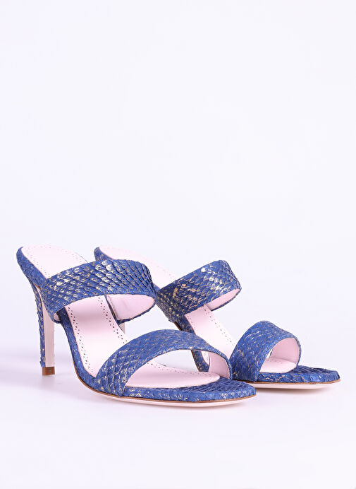Jia De Lara Lacivert Kadın Deri Topuklu Terlik MAYA - Görsel 3