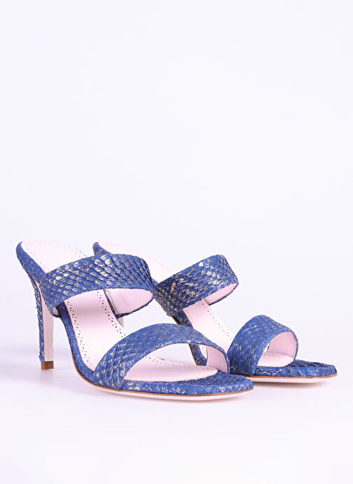 Jia De Lara Lacivert Kadın Deri Topuklu Terlik MAYA - Görsel 6