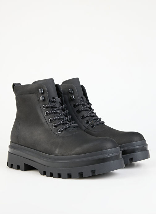 Calvin Klein Siyah Erkek Deri Bot LUGGED BOOT LACEUP REBELLIOUS - Görsel 3
