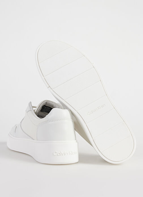 Calvin Klein Beyaz Erkek Deri Sneaker LOW TOP LACE UP BSKT LTH - Görsel 5