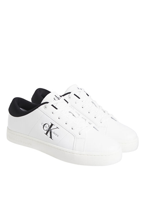 Calvin Klein Beyaz-Siyah Erkek Deri Sneaker CLASSIC CUPSOLE LOW LACEUP LTH - Görsel 3
