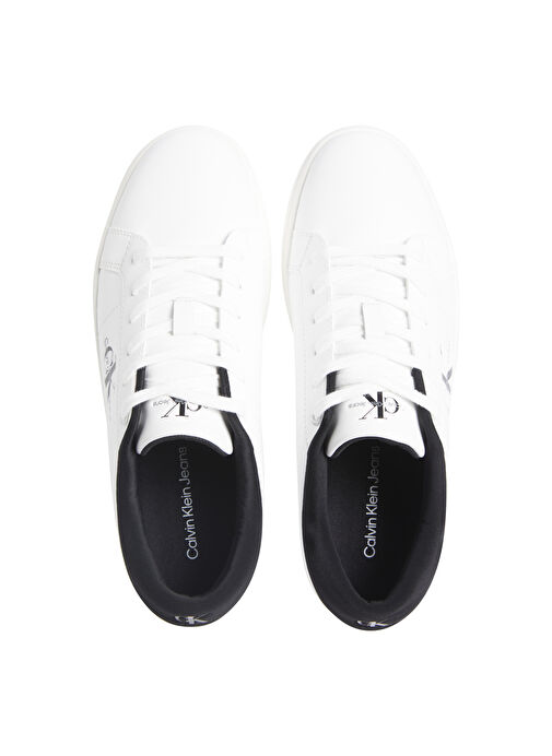 Calvin Klein Beyaz-Siyah Erkek Deri Sneaker CLASSIC CUPSOLE LOW LACEUP LTH - Görsel 4