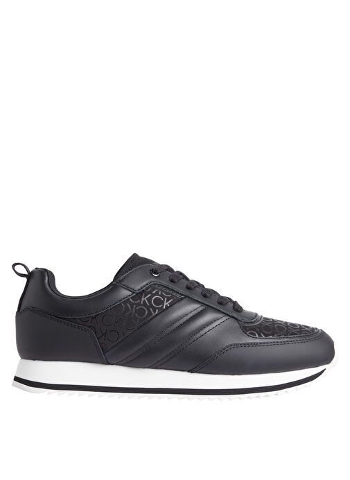 Calvin Klein Siyah Erkek Deri Sneaker LOW TOP LACE UP REPR MONO - Görsel 2