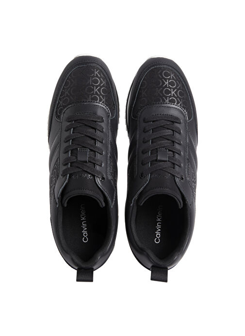 Calvin Klein Siyah Erkek Deri Sneaker LOW TOP LACE UP REPR MONO - Görsel 4