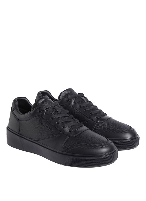Calvin Klein Siyah Erkek Deri Sneaker LOW TOP LACE UP BSKT LTH - Görsel 3
