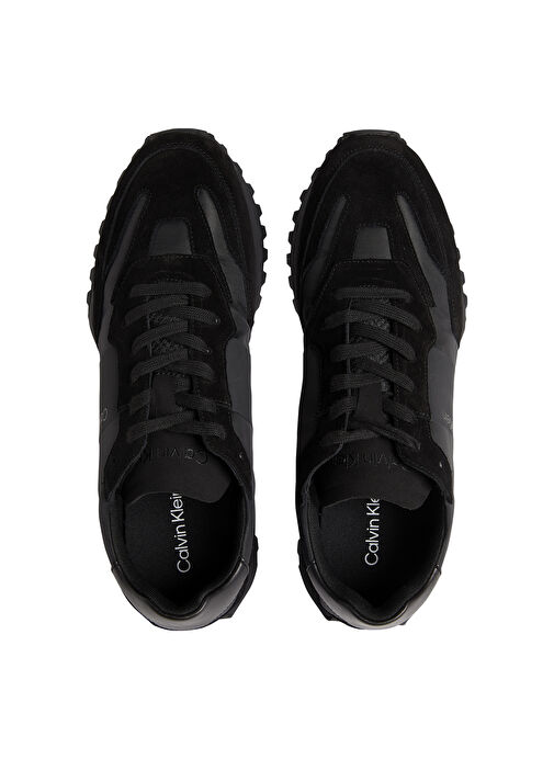 Calvin Klein Siyah Erkek Deri - Kumaş Sneaker LOW TOP LACE UP MIX - Görsel 4