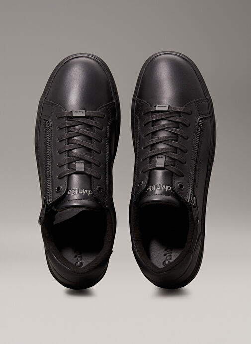 Calvin Klein Siyah Erkek Deri Sneaker LOW TOP LACE UP W/ZIP RUBB - Görsel 6