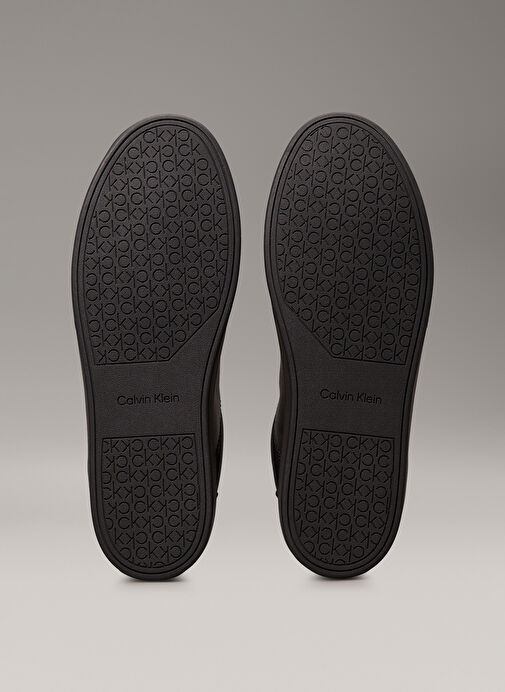 Calvin Klein Siyah Erkek Deri Sneaker LOW TOP LACE UP W/ZIP RUBB - Görsel 7