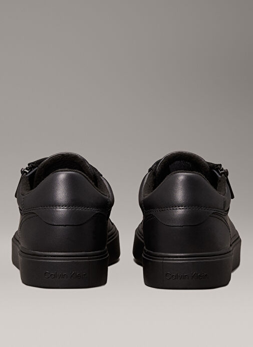 Calvin Klein Siyah Erkek Deri Sneaker LOW TOP LACE UP W/ZIP RUBB - Görsel 8