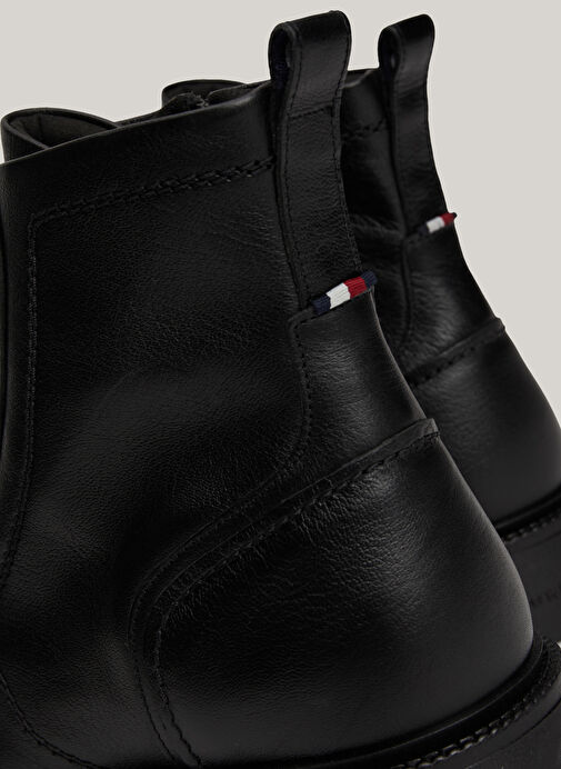 Tommy Hilfiger Siyah Erkek Deri Bot HILFIGER COMFORT LWT LTH BOOT - Görsel 5