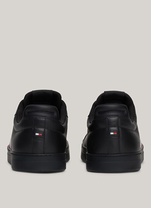 Tommy Hilfiger Siyah Erkek Deri Sneaker ICON COURT LTH STRIPES - Görsel 8