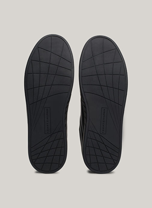 Tommy Hilfiger Siyah Erkek Deri Sneaker ICON COURT LTH STRIPES - Görsel 9